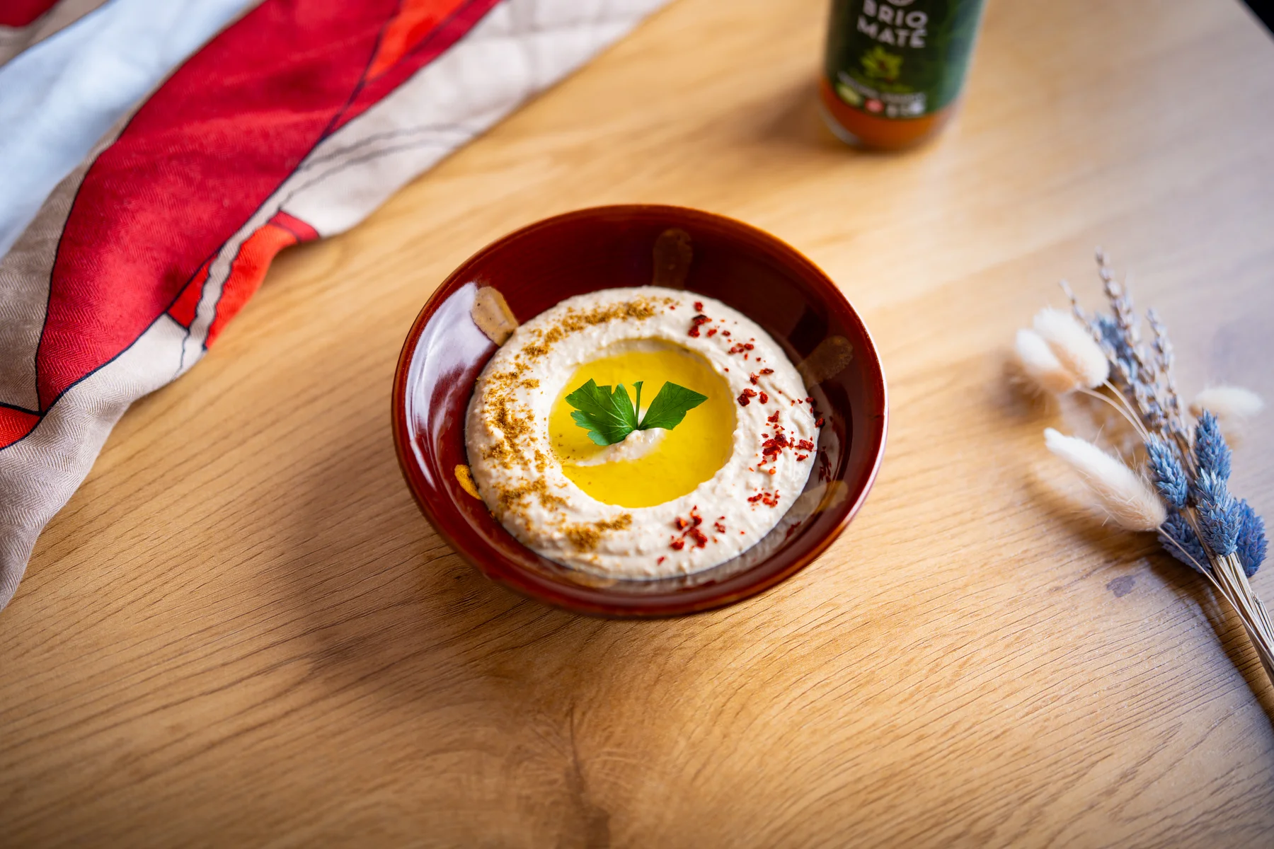 Hummus à l'huile d'olive chez Palmyre